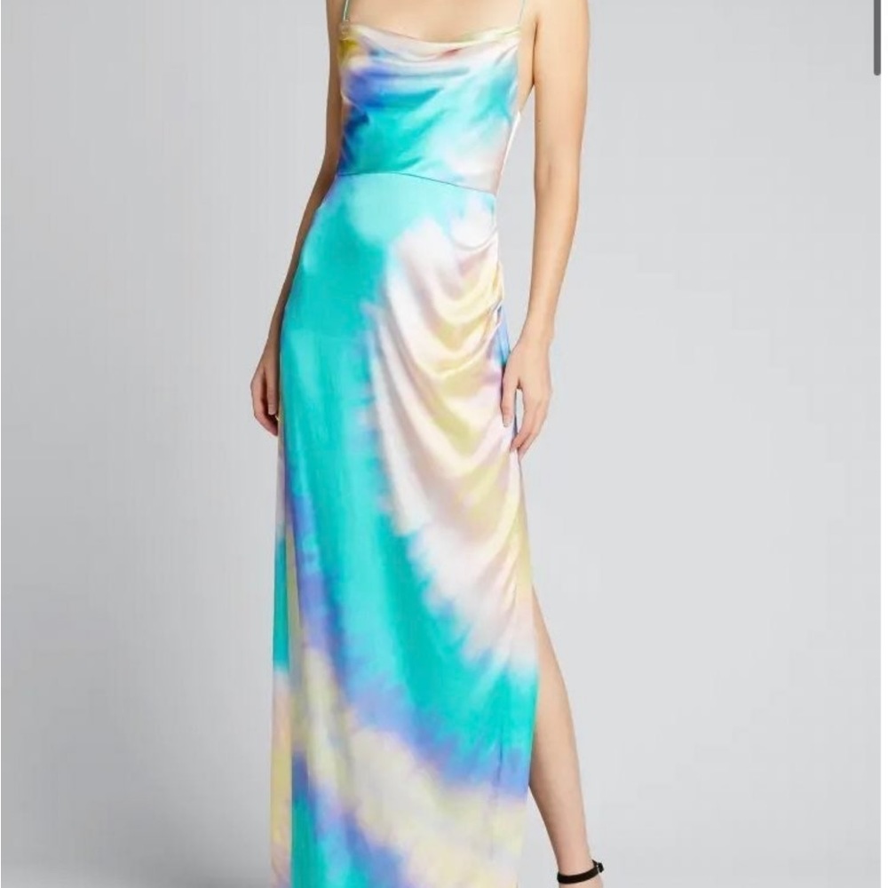 Retrofete Marlene Tie-Dye Cowl-Neck Slit